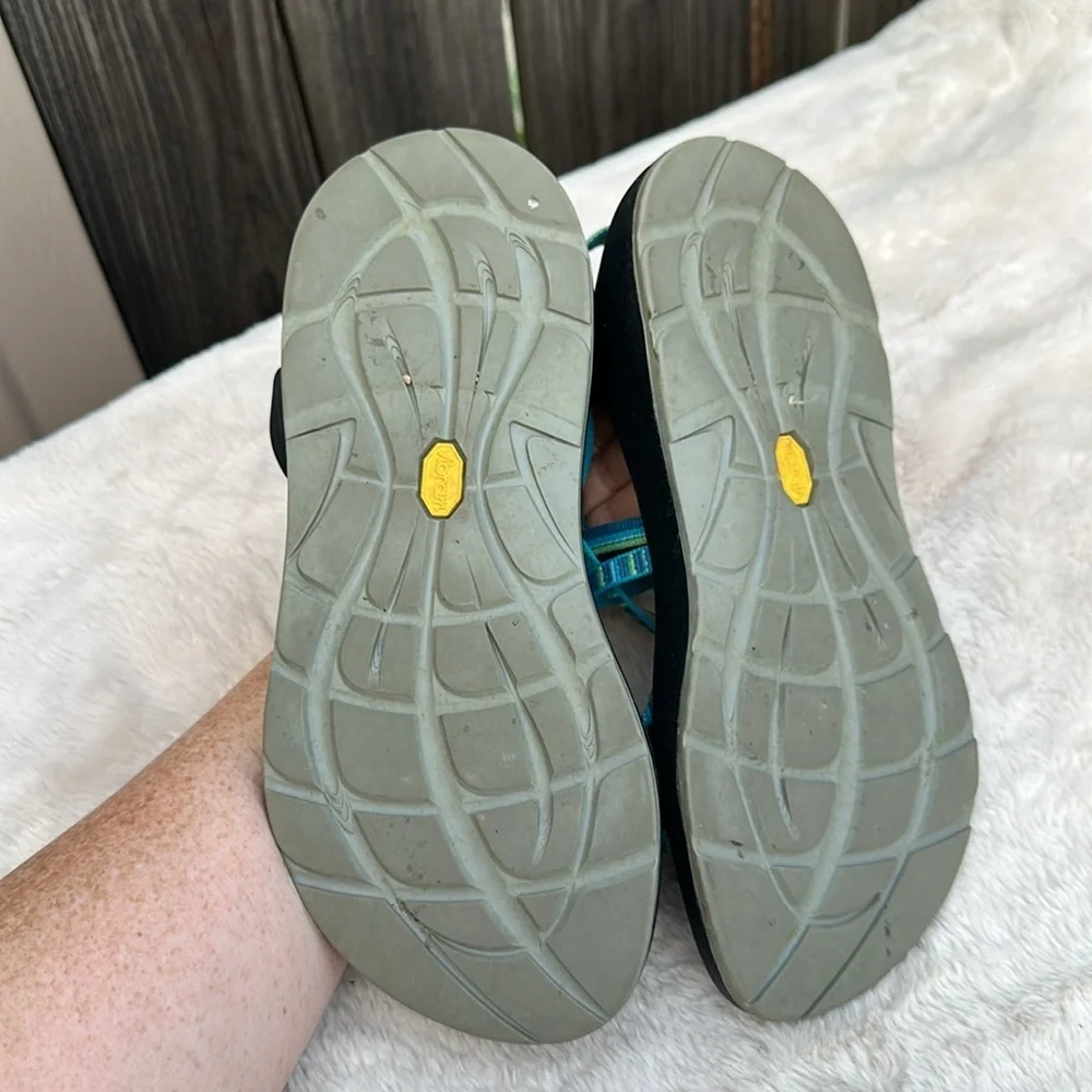 Chaco Turquoise and Black Adventure Sandals Size 8